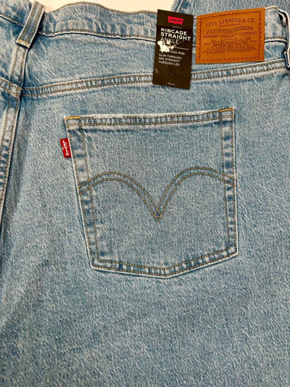 NWT Levi's Premium Ribcage Straight Ankle Jeans High Waist Distressed Womens 22W